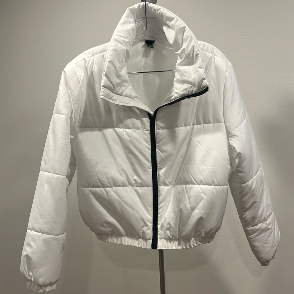 White puffer coat